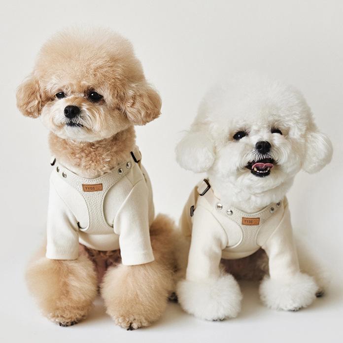 Korean Small Dog PU Leather Harness & Leash for Teddy Bichon