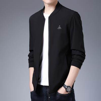 Spring Casual Stand Collar Light Mature Solid Color Zipper Korean Style Side Seam Pocket Straight Hem Youth Jacket