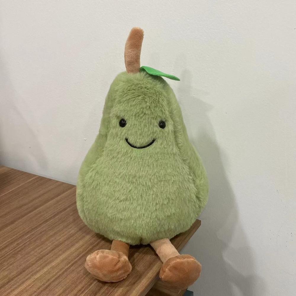 Jucărie de pluș cu pere de fructe super moale de 23 cm de înaltă păpușă Kawaii verde galbenă pentru cadou de Crăciun pentru aniversarea copiilor