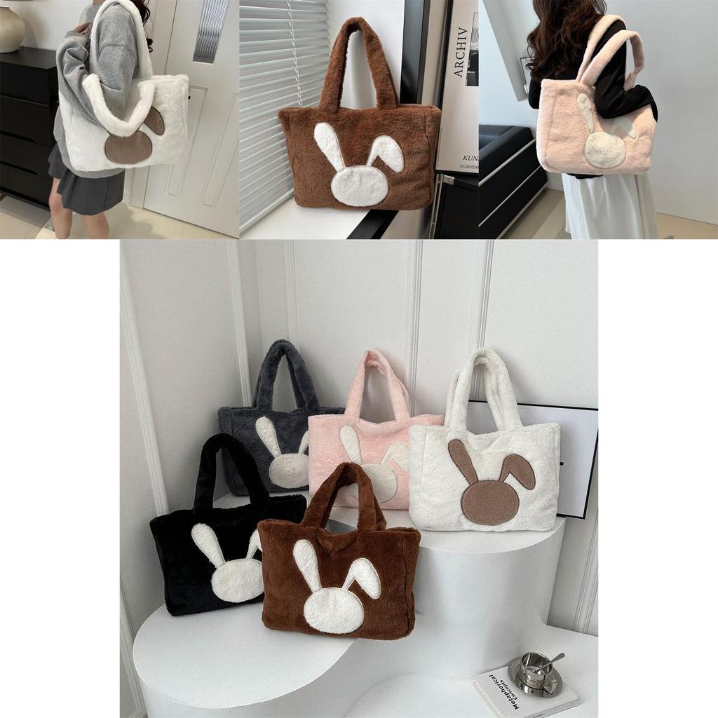 Large Capacity Plush Tote Bag Women Winter New Street Fashion Shoulder Bag