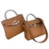 Neue Leder Kelly Tasche Swift Leder breiter Schultergurt atmosphärische Handtasche silberne Schnalle weiches Leder Mode einfache Umhängetasche