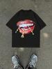 2026 Summer Bestselling American Street Hiphop Style Red Lip Theme Outdoor Leisure Trendy Fashion Unisexs Shortsleeved Tshirt