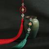 Chinese Retro Auspicious Lotus Beaded Tassel Fringe Women's Handbag Cheongsam & Hanfu Decoration Folding Fan Sachet Car Pendant