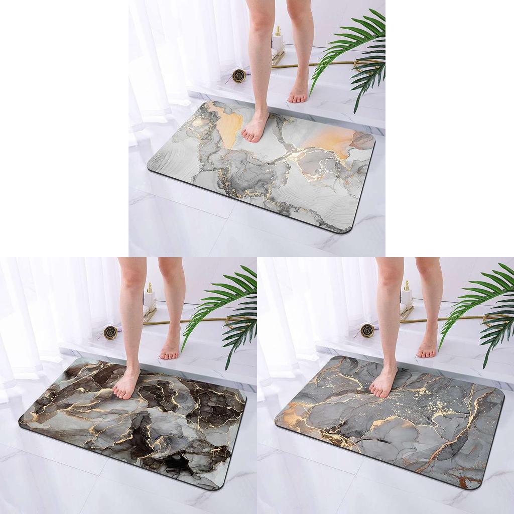 Marble Diatomaceous Bathroom Mat With Quick Drying And Non Slip Function For Home Decor