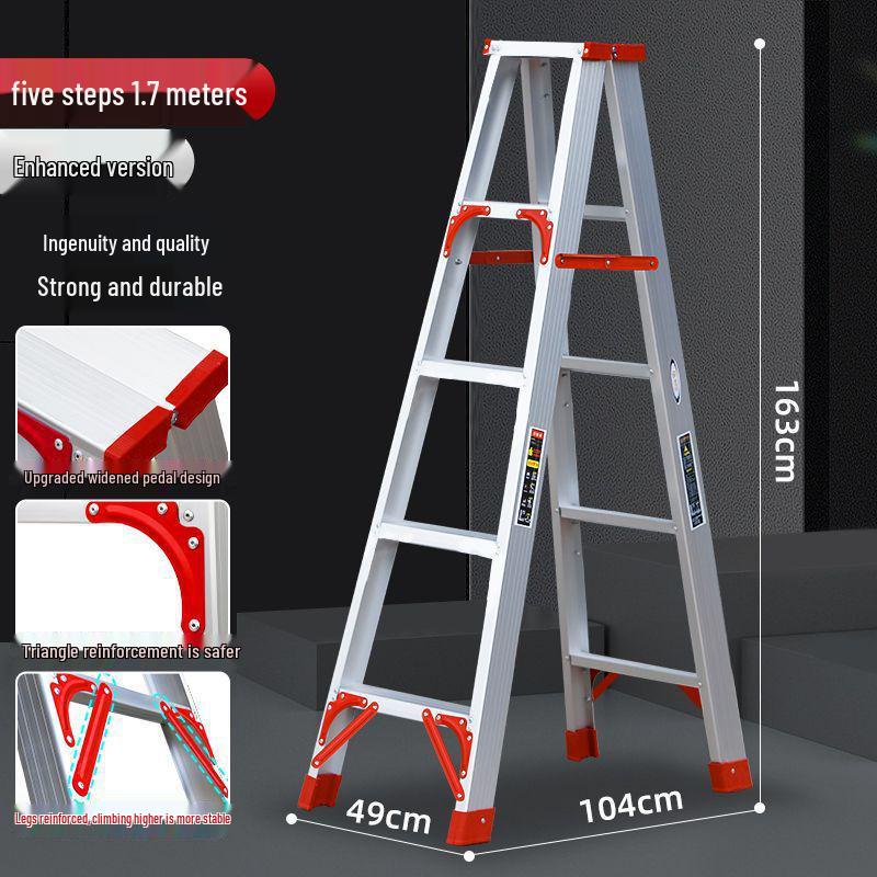 Portable Aluminum Multifunctional Herringbone Ladder - Folding, Non-slip, and Thickened Design for Household and Outdoor Use.