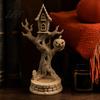 Small Decorative Hut Models 3D Printed Halloween Tree House Ornament with Pumpkin, Spooky Table Detailed Resin Style Figurines Centerpiece,