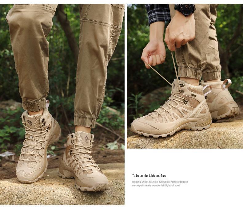 Men's Anti-slip Tactical Hiking Boots - Large Sizes 45-47 for Desert and Winter Mountaineering.