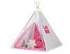 Tipi tent for children + feather pendants - gray-pink checkered pattern