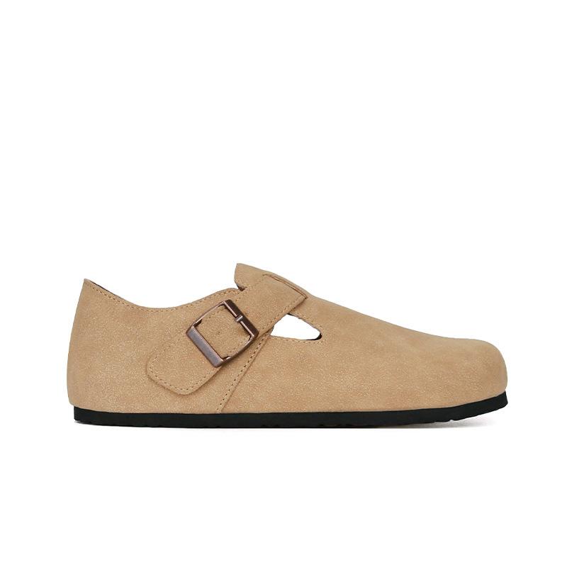 Cowhide Version~ Shoes Women's Leather Matte One-pedal Retro Ugly Cute Shoes Versatile Flat-bottomed Casual Loafers