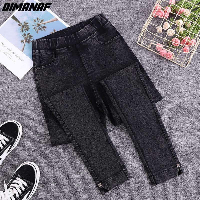 DIMANAF Plus Size Women Jeans Winter Pants Denim Pencil Female Elastic Basic Blue High Waist Trousers Oversize Fashion New Pants 4XL 5XL