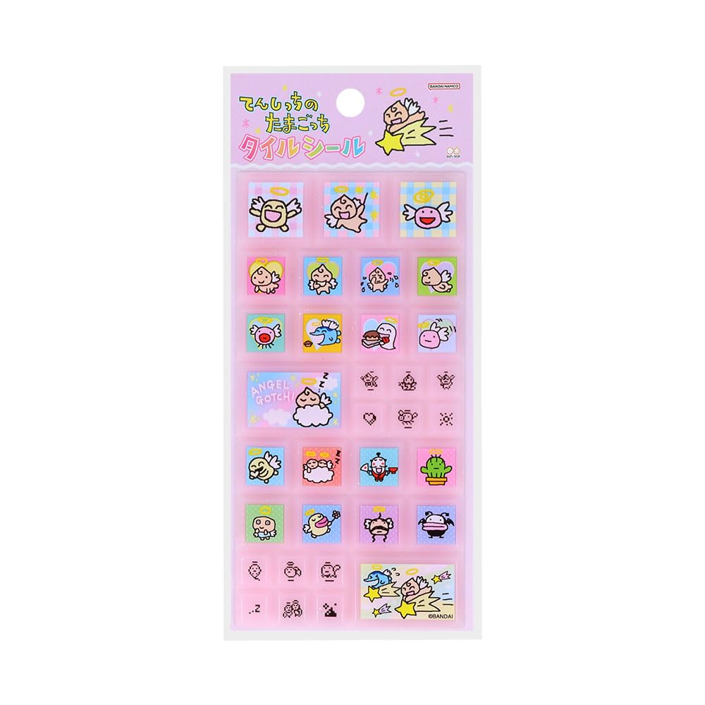 Sun-Star Stationery Tamagotchi Merchandise Sticker Tiles, Angel Tamagotchi, Angel Pink, S8812896