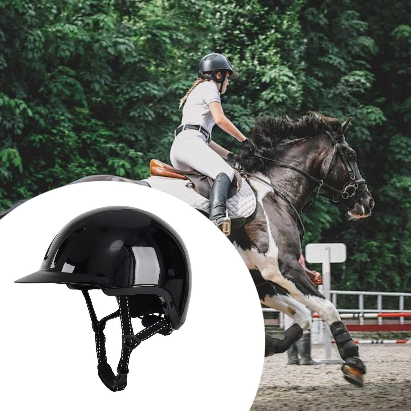 

Шлем для верховой езды, кепка, летнее снаряжение со съемной подкладкой, регулируемая S Bright Black