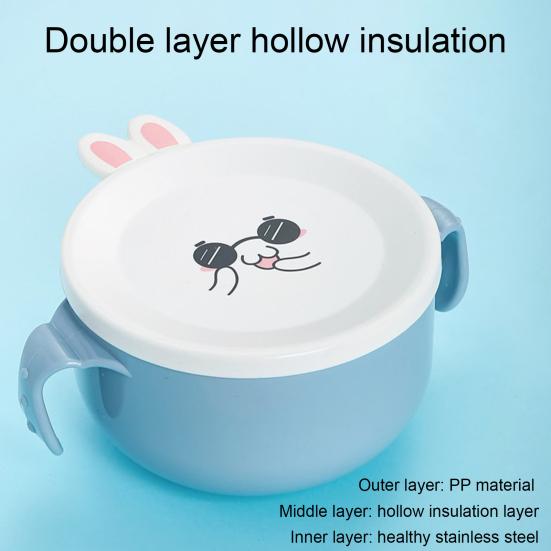 Lunch Box Double-layered Reusable Stainless Steel Portable Daily Use Rice Noodle Bowl Kitchen Supplies