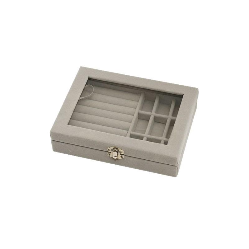 2025 Window Jewelry Box Transparent Velvet Ring Necklace Earrings Storage Box Jewelry Anti-oxidation Jewelry Storage Box