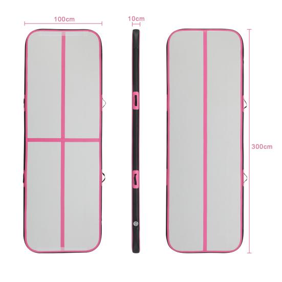 Inflatable PVC 300 * 100 * 10cm Fitness Mat Black Powder