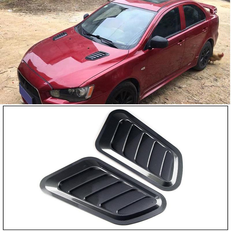 Car Hood Vent Cover Decoration Sticker Abs Material Black/silver/carbon Fiber Universal Fit