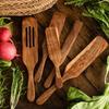 Heat Resistant Colander Spoon Teak Wood Teak Tableware  For Nonstick Cookware