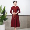 Hongyun Spring 2022: Retro Embroidery Wide-Hem Fashion for Middle-Aged and Elderly Women - Wedding Mother's Outfit