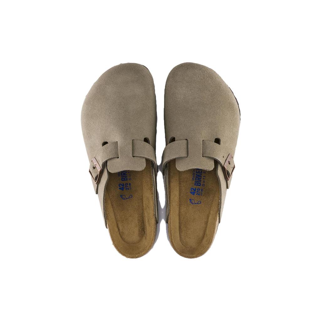 Birkenstock Boston Soft Footbed Suede Narrow Fit Taupe Unisex Sneakers Tan 0560773