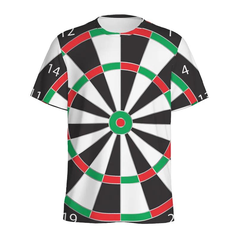 Koszulka z nadrukiem 3D w wzór tarczy do rzutek (bullseye) dla osób plus size, koszulki z tarczą do rzutek, koszulki z okrągłym dekoltem dla mężczyzn, luźne topy z krótkim rękawem