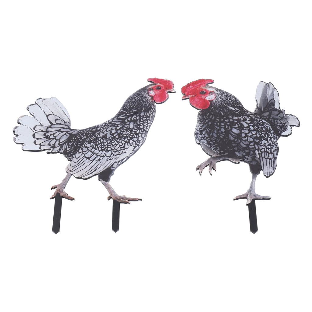 2ks Kuřecí výzdoba na dvorku Barevné poutavé realistické akrylové dekorativní zahradní slepice vytyčují ven