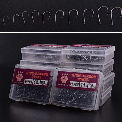 100PCS/SET High Quality Barb Carbon Steel Fishing Hooks Fishook Fish Bait Durable Head