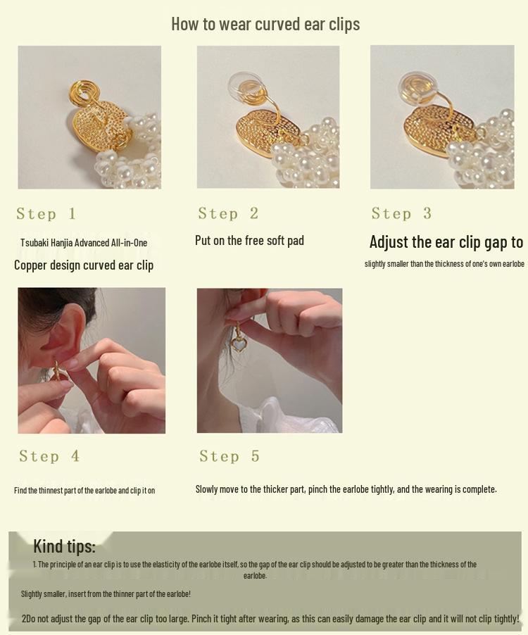 Elegant Zircon Flower Pearl Ear Clips for Women - Non-Piercing Retro Earrings, Light Luxury Exaggerated Coil Design