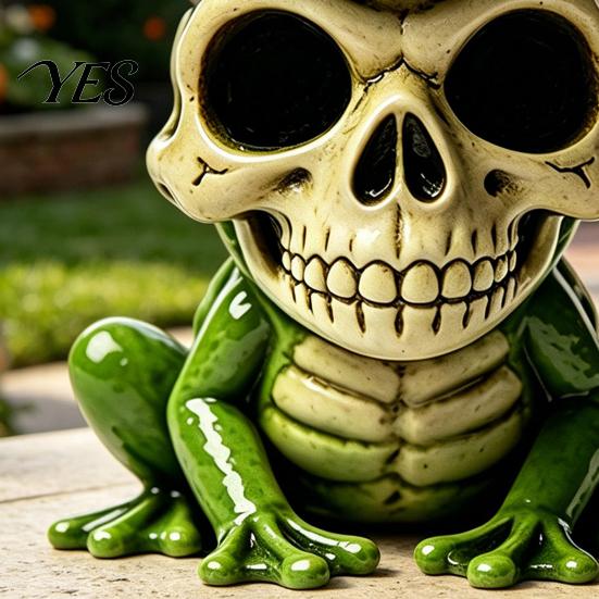 Bedroom Resin Ornament Halloween Skull Frog Figurine, Small Sculpture, Collectable Spooky for Home Office Table Shelf Decor Durable