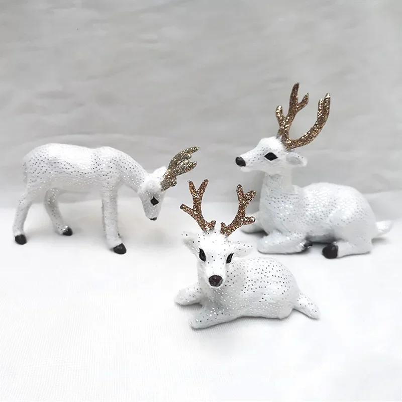 Small Deer Christmas Deer Ornaments Decoration Garden Miniatures Props New Year Xmas Elk Display Window Kids Gift