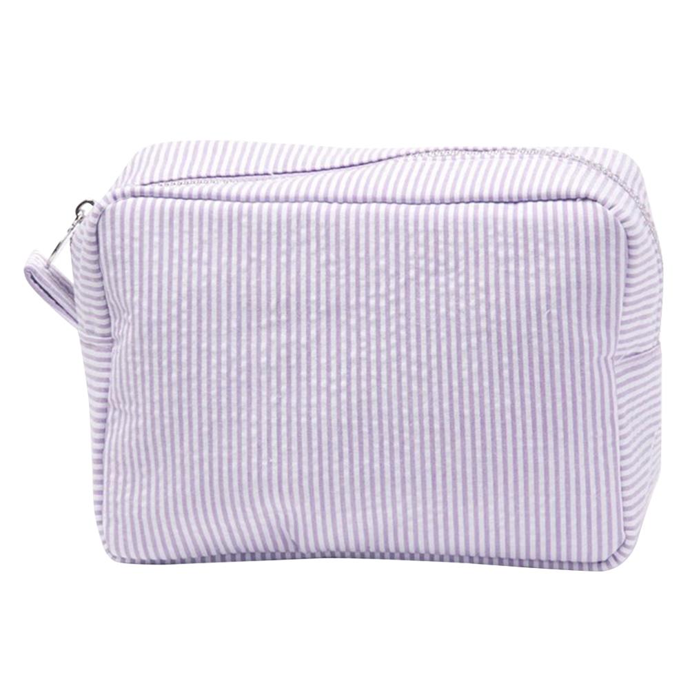 

Seersucker Toiletry Bag Zipper Closure Make Up Organizer Portable Large Pencil Case Waterproof Nylon for Women Girls Purse фиолетовый