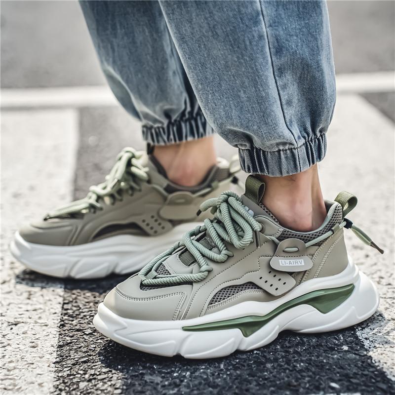 Men's shoes 2025 autumn new breathable fashion casual sports shoes teenagers low-top thick-soled dad shoes fashion