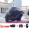 Full Face Motorcycle Helmet With Rear Wing Bluetooth Headset Men All Season Electric Bike Motorbike Riding Safety Gear
