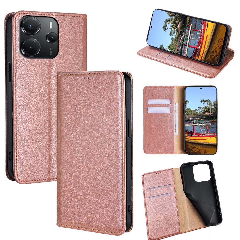 For Xiaomi Redmi Note 14 4G (164.84mm) Case Wallet PU Leather Magnetic Auto-Absorbed Phone Cover