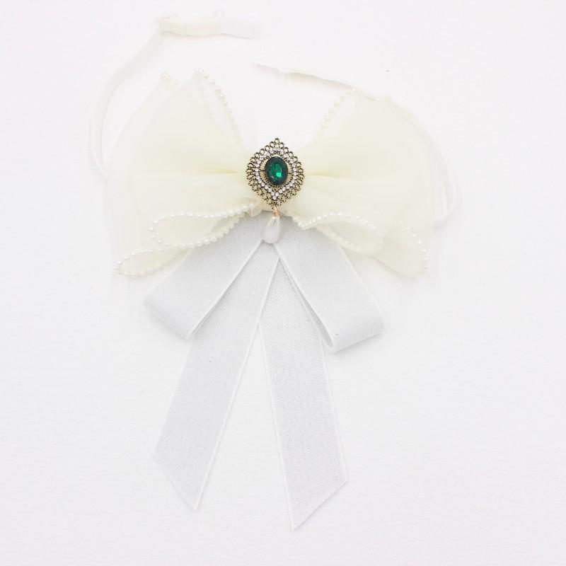 Starry Cat White Mesh Bow Collar with Flower, Women s Korean Style Bow Tie TS259