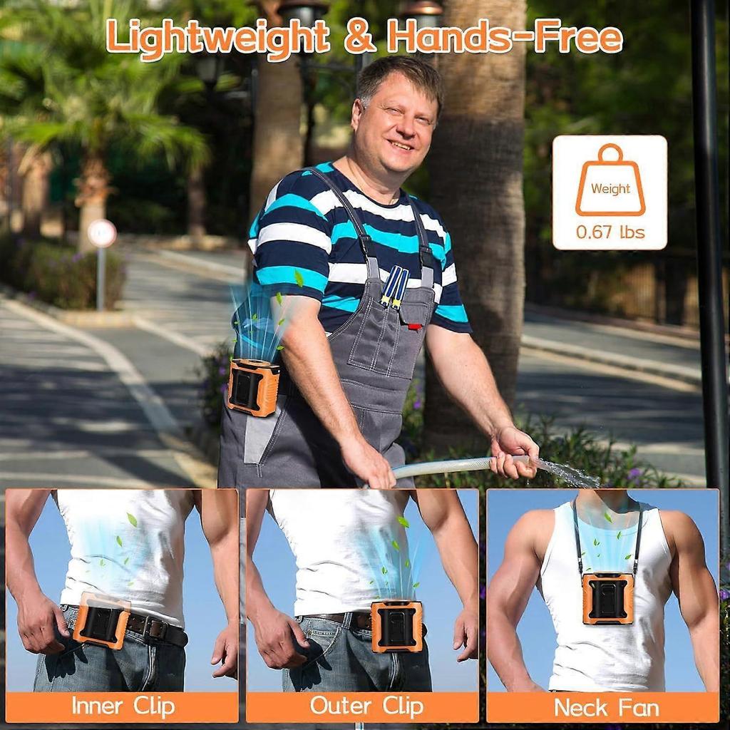 Portable Waist Fan, 12000RPM Rechargeable Wearable Personal