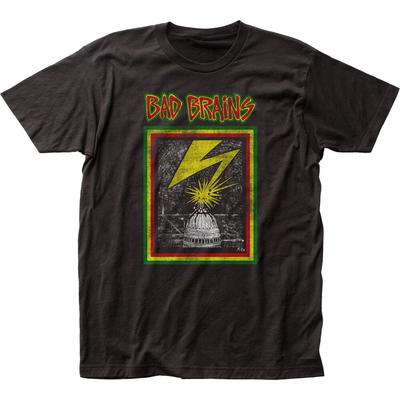 Maglietta da Uomo Bad Brains Distressed Capitol Maglietta Classica Musica Rock N Roll Nera