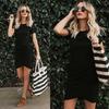 Elegant Womens Asymmetric Bodycon Short Sleeve Holiday Summer Party Mini Dress