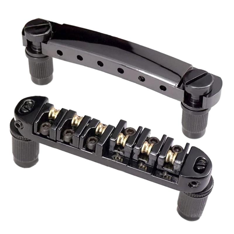 Saddle Bridges with Studs Practical Tailpiece Bridge Roller Saddle Bridge Portable Guitars Replacement Bridge Kit