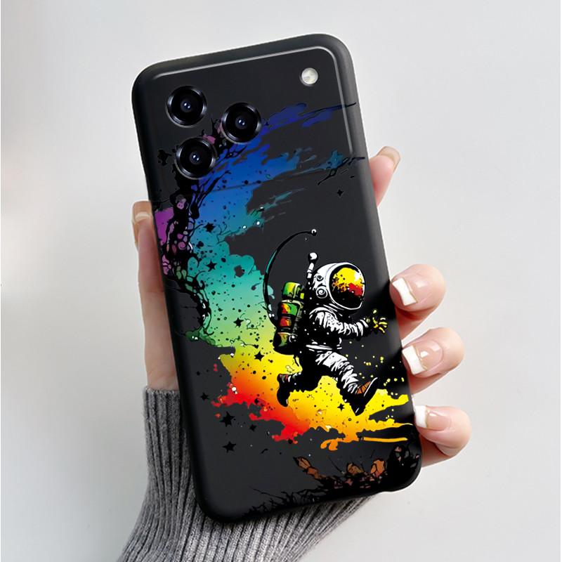 Printing Pattern Case For ZTE Blade A76 4G Z2474 Soft Silicone Black Shell Cover Cute Flower Cartoon Casing