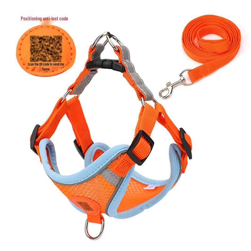 Reflective Breathable Suede Dog Harness and Leash Set for Small Dogs