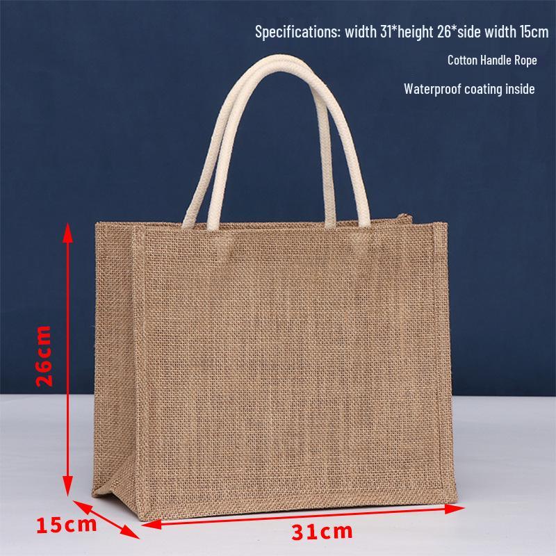 Jute Handbag - Laminated 3D Burlap Tote, Blank Linen Design, Logo Printable.