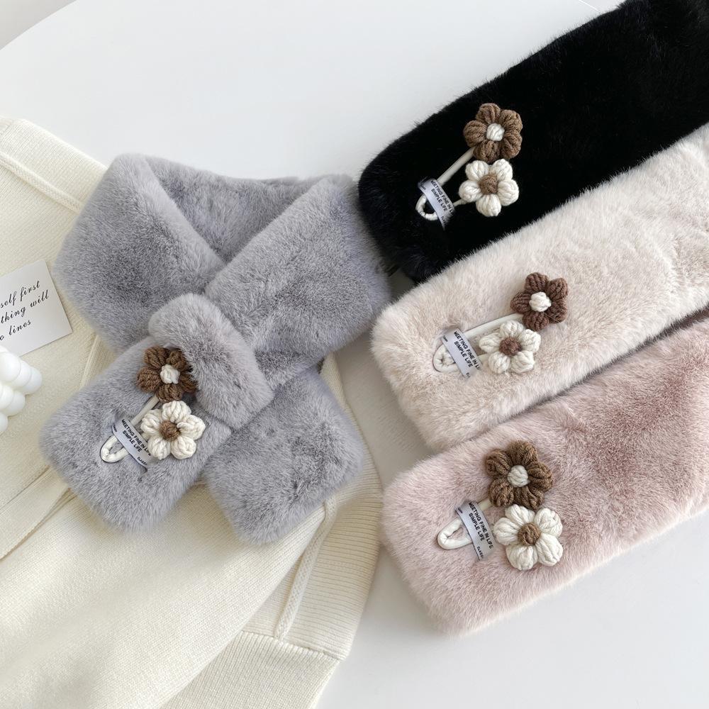 Winter thickened warm imitation rabbit fur fake collar scarf, warm fluffy scarf