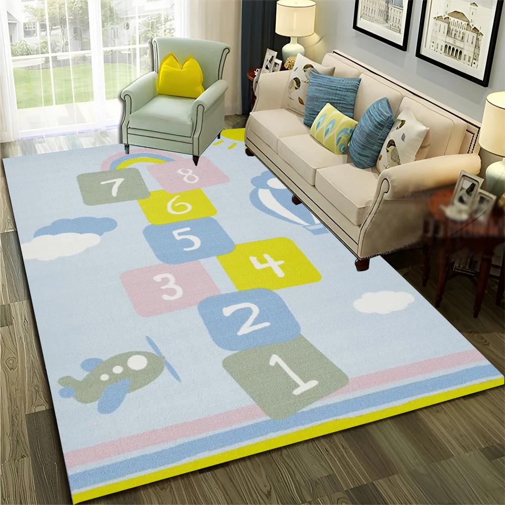 27 Stil Hüpfspiel Kinder Digitale Spiele Junge Mädchen Cartoon Teppich Teppich für Zuhause Wohnzimmer Sofa Fußmatte Dekoration,Rutschfeste Bodenmatte