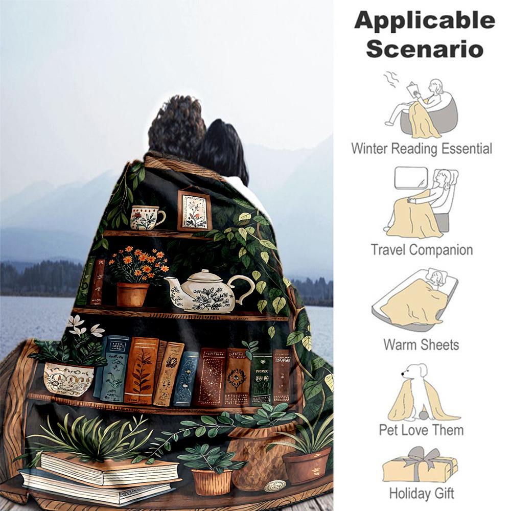 1PC Botanical illustrationOutdoor Flannel Blanket - Soft Plush Decor for Picnics, camping, Bedroom, Playroom, Office, or Lunch Break 1261A