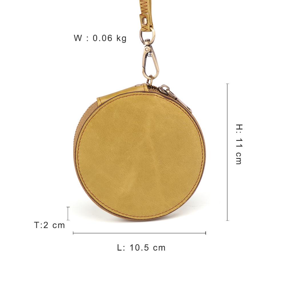 Runde Mini-Geldbörse aus echtem Leder - Lässig, niedlich, multifunktional, kleine Hängegeldbörse
