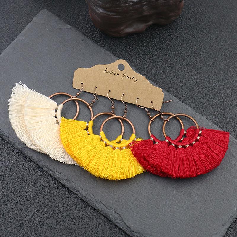Fashionable Round Pendant Tassel Earrings - Vibrant, Generous, Trendy Street-Style Jewelry