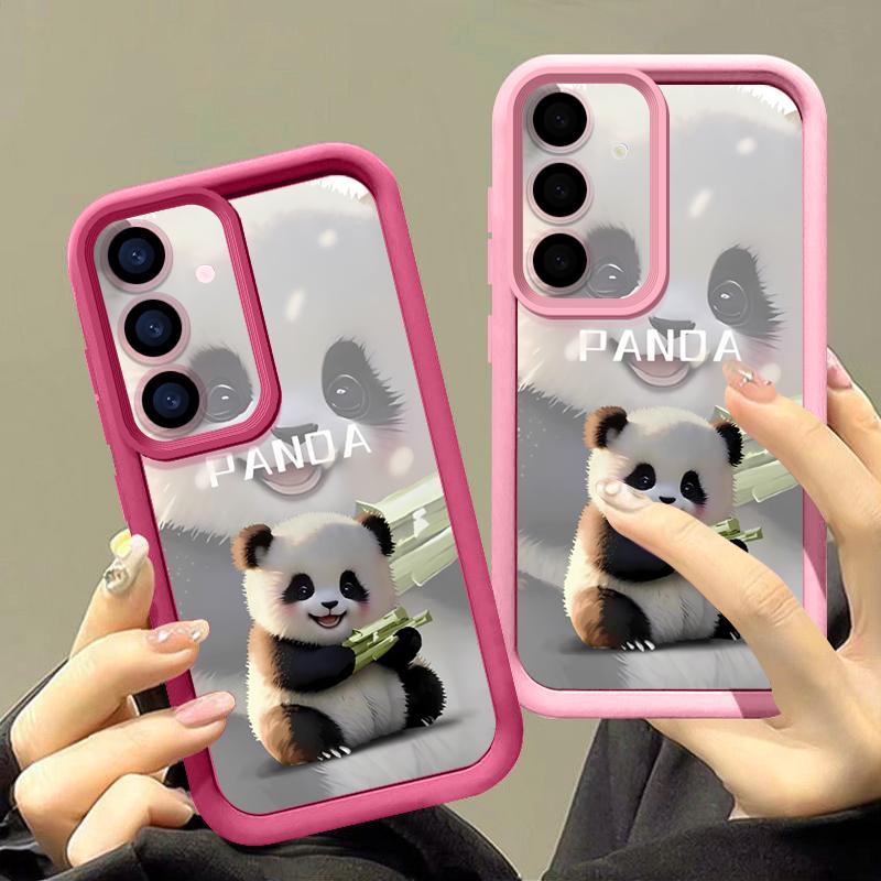 Lovely Baby Panda Pattern Case For Samsung Galaxy A57 A37 A17 A56 A36 A26 A16 5G A55 A35 A15 A54 S21 FE S22 S23 S24 Plus S25 Edge S26 Ultra Cover