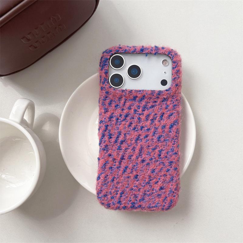 Kocowa Flanelowa Odporna na Upadki Pokrowiec na Telefon dla iPhone 14/13/16 Pro Max oraz Apple 15/17 Pro Max (Jesień zima)