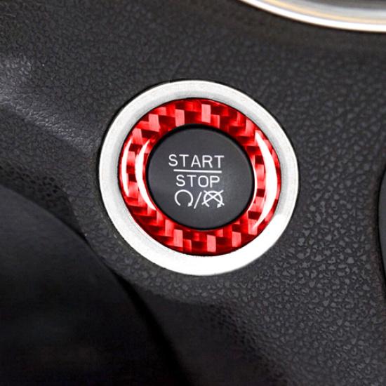 For Dodge Ram 1500 2010-2025 Red Carbon Engine Start Stop Button Cover Ring Trim