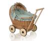 Wicker Doll Pram Pushchair with Sage Bedding and Soft Padding Chiara - Natural